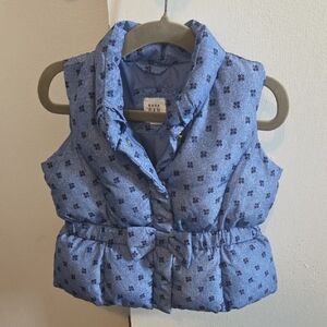 Blue Floral Puffer Vest